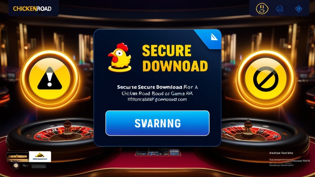 Schermata sicura di download APK per Chicken Road in ambiente casino scuro