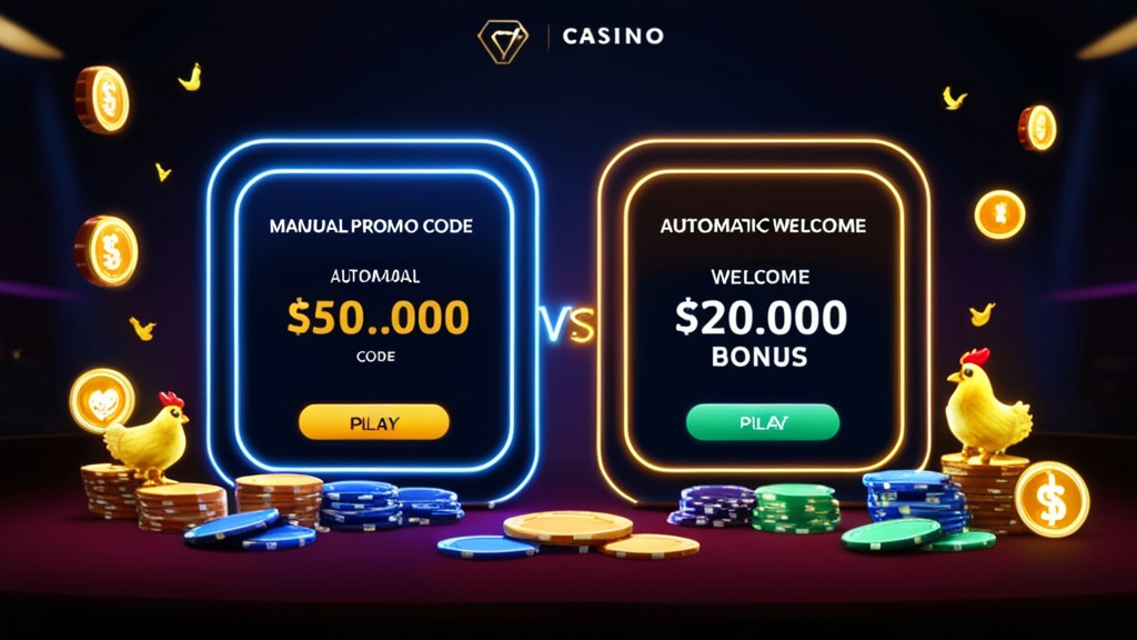 Confronto visivo tra codice promo e bonus automatico su Chicken Road