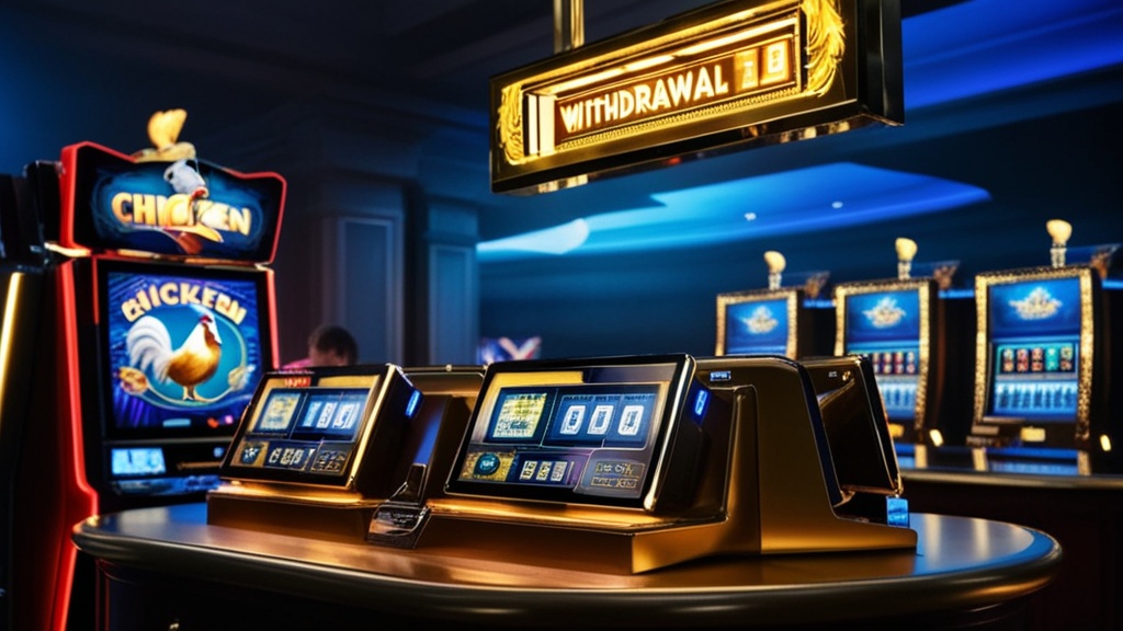 Timer di accredito accanto a un terminale del casinò e al gioco Chicken Road